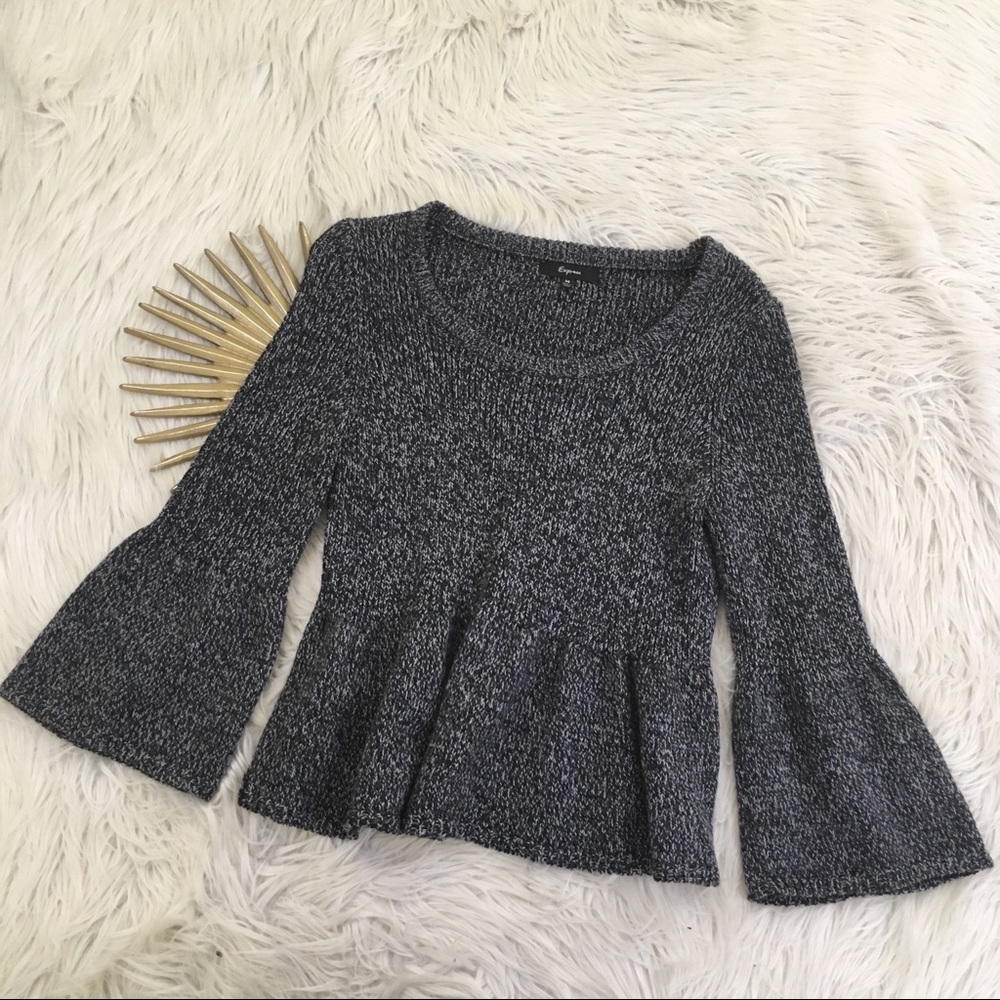 Express Peplum Grey Merino Wool Blend Sweater